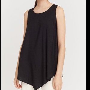 Cuyana Linen Draped-Front Shell Sleeveless Top